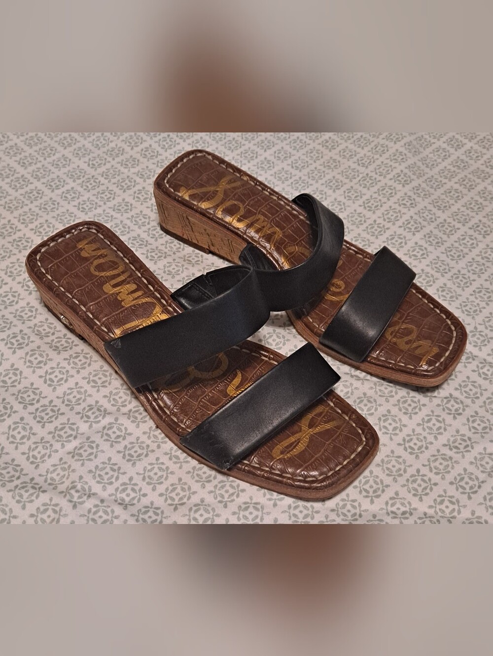 Sam Edelman Women's Black Double-Band Slide Sandals Leather Upper 6M
